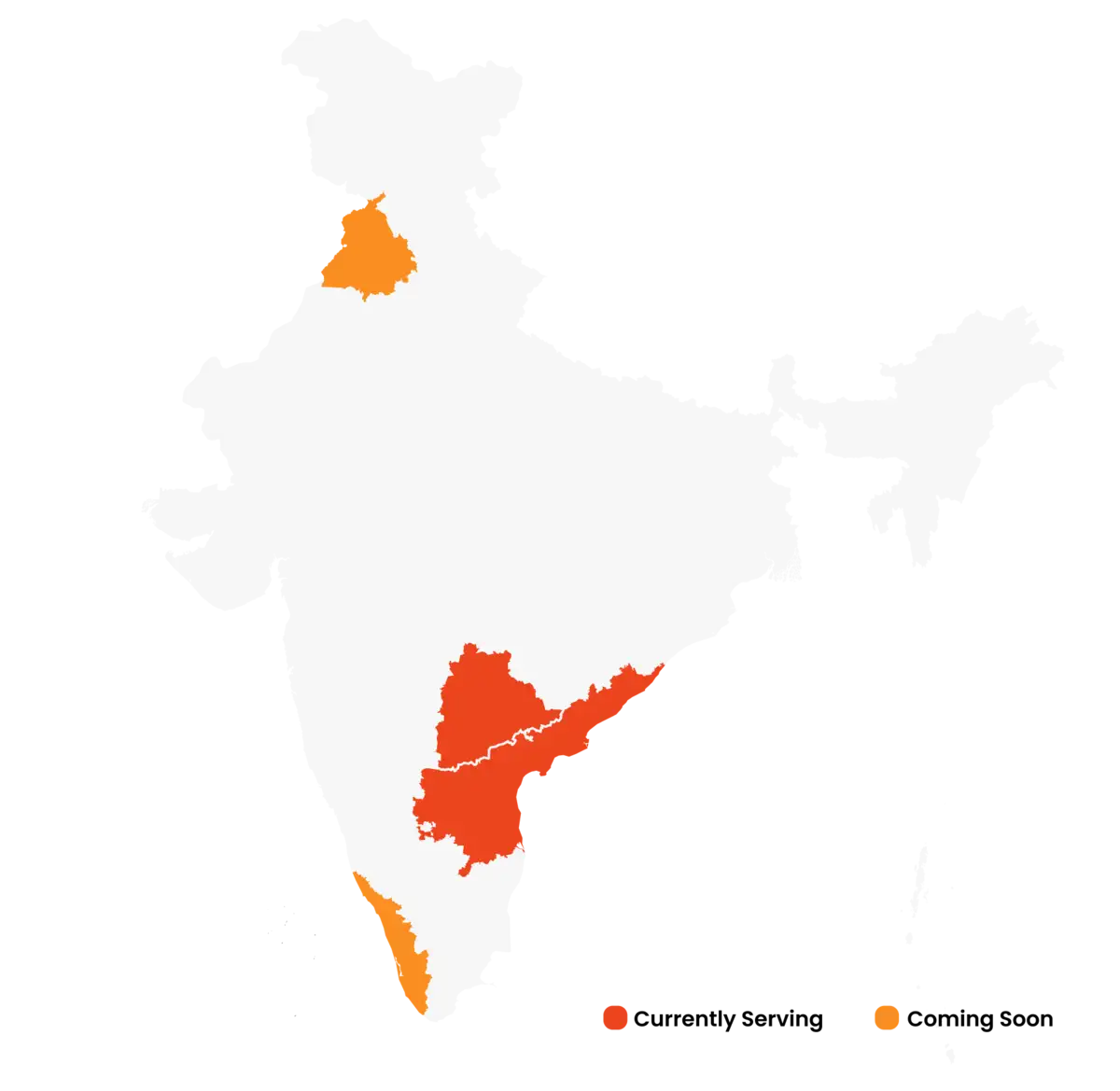 Property management coverage map Property management coverage map of India showing nationwide services